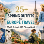Stylish spring outfits for Europe travel guide.