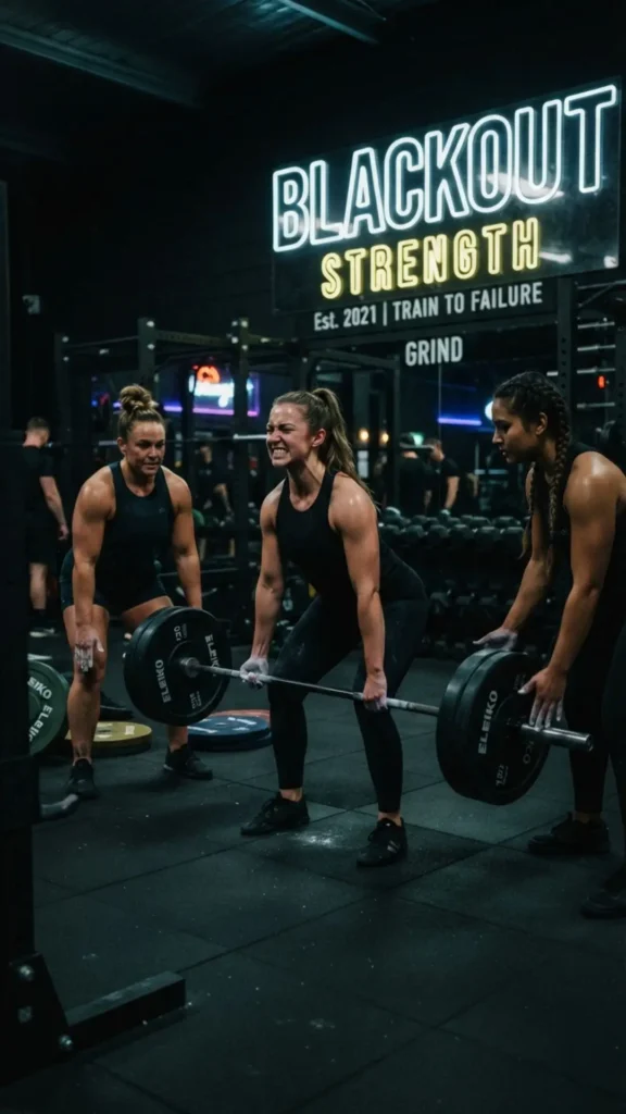 Black compression leggings and fitted gym wear creating a strong athletic appearance.